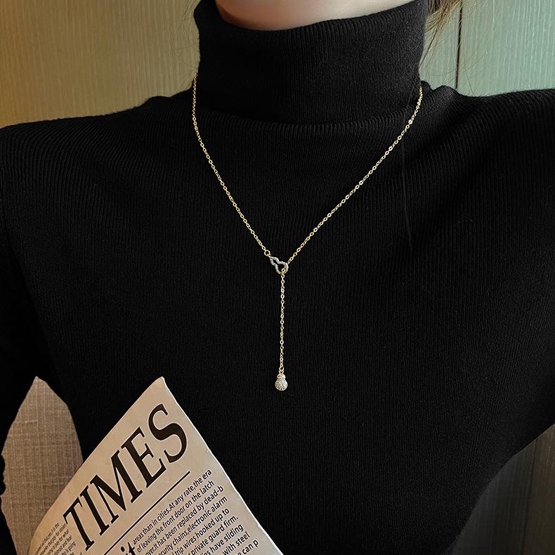 Fashionable Zircon Micro-Set Gourd Pendant Necklace Elegant And Versatile Light Luxury Jewelry