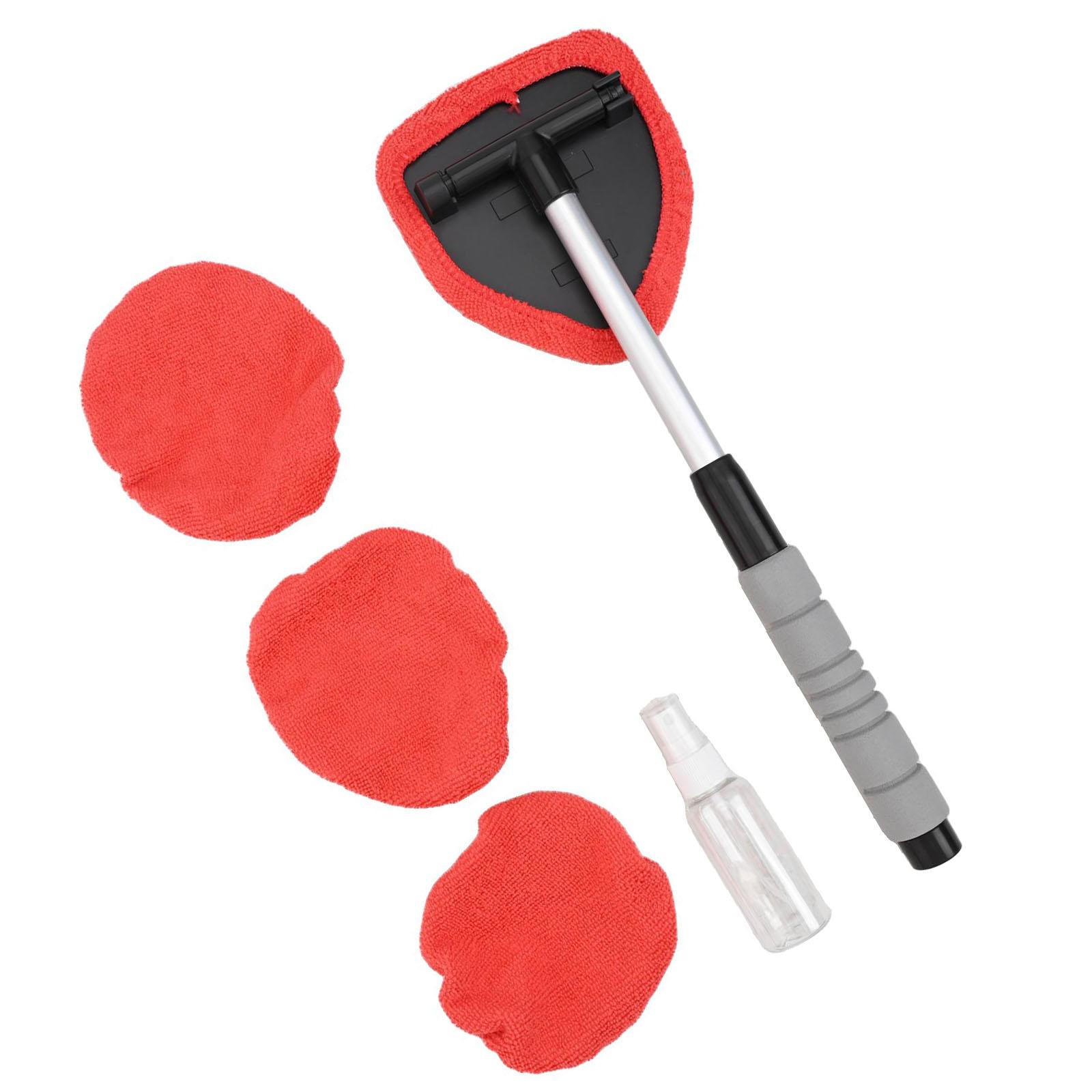 

Car Glass Cleaner with Extension Handle and Spray Bottle for Easy Window Care Red