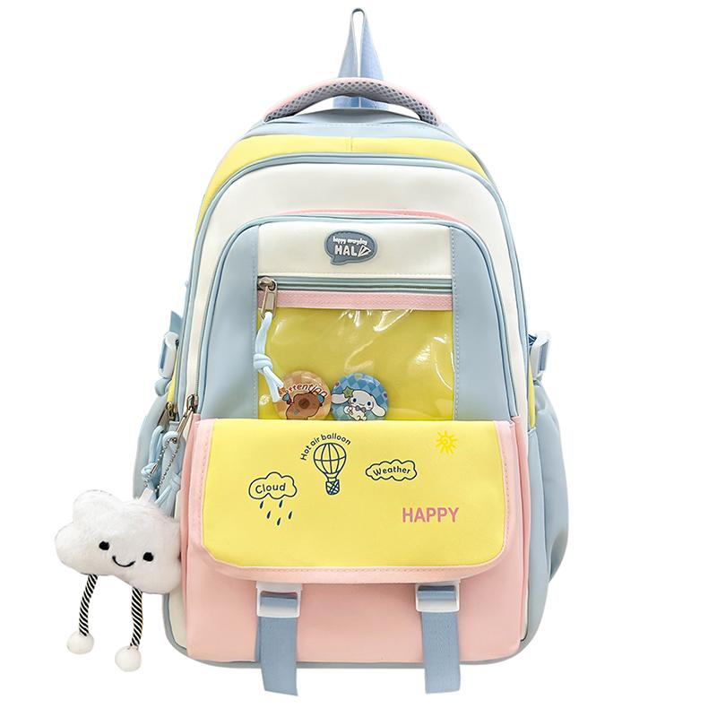 Contrast Color Women Large Capacity Backpack Student School Bag