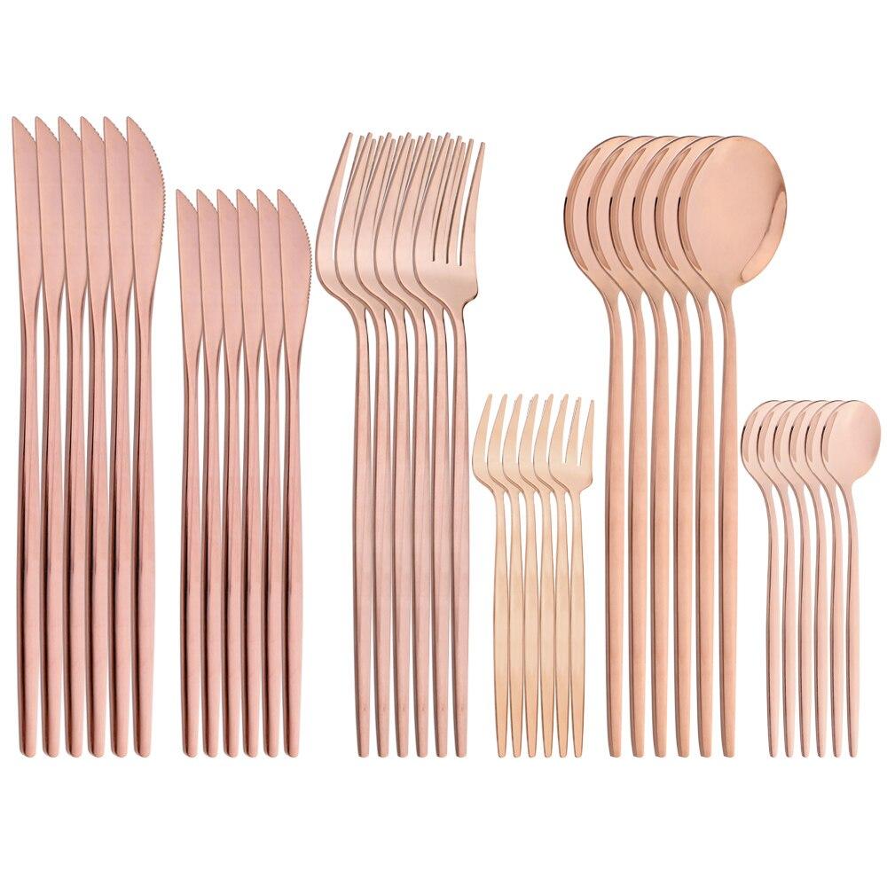 Černé zlato 36ks/6set Sada nádobí Dezertní nůž Nerezové příbory Večeře Lžíce Vidlička Čajová lžička Příbory Sada nádobí