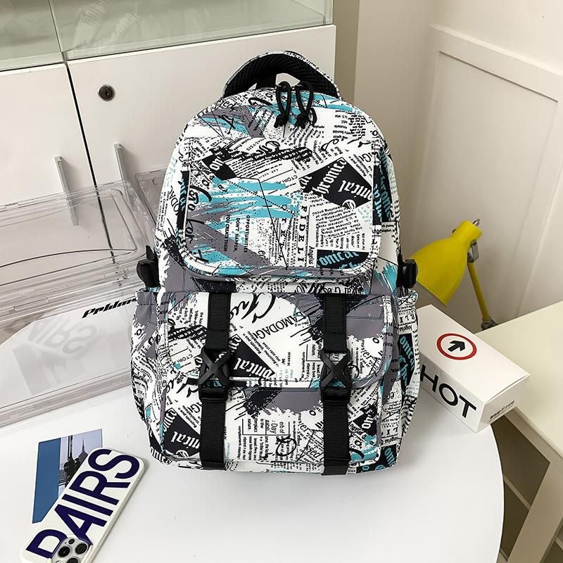 Schoolbag graffiti color printing fashion trendy cool college student schoolbag new leisure travel large capacity backpack