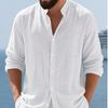 Spring Autumn Men's Cotton Linen Long Sleeve Button Up Shirt Vacation Casual Breathable Top