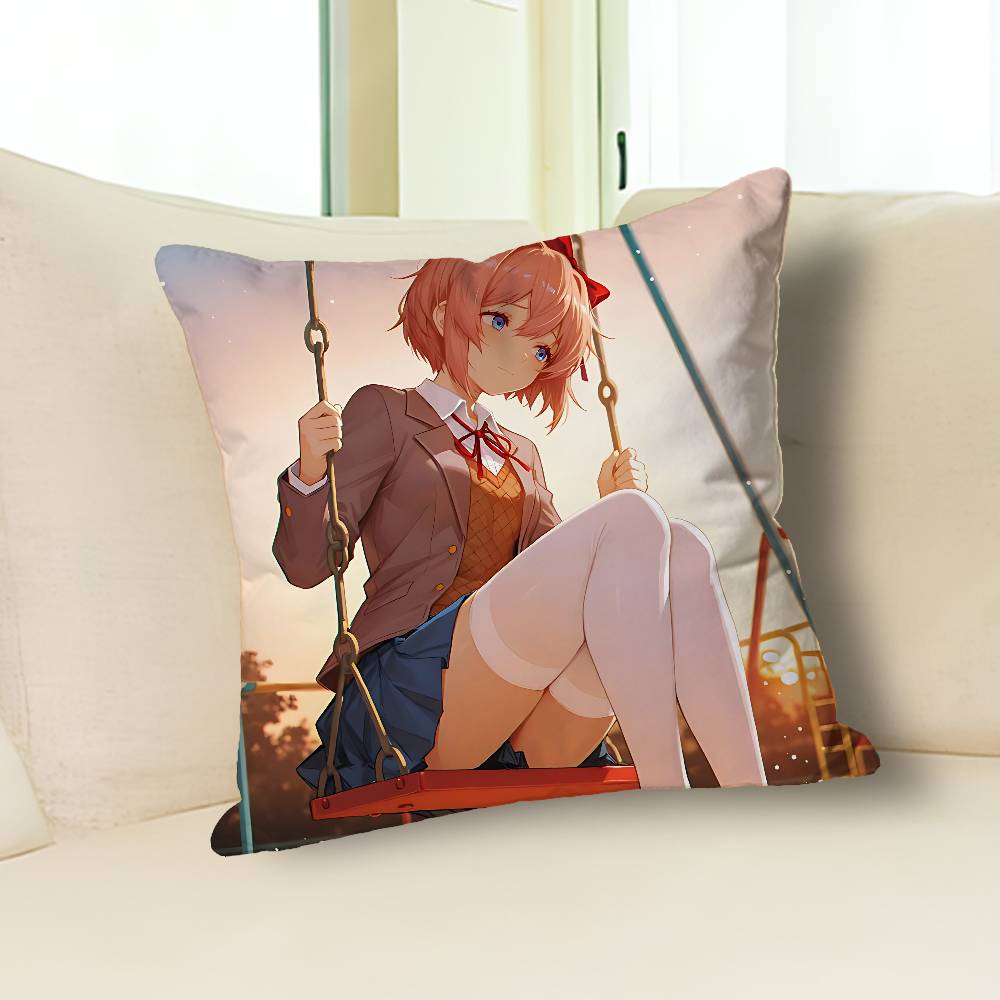 Cute S-Sayoris DDLC Pillow Cases for Bedroom Living Room Sofa Home Decor Polyester Cushion Cover with Zipper