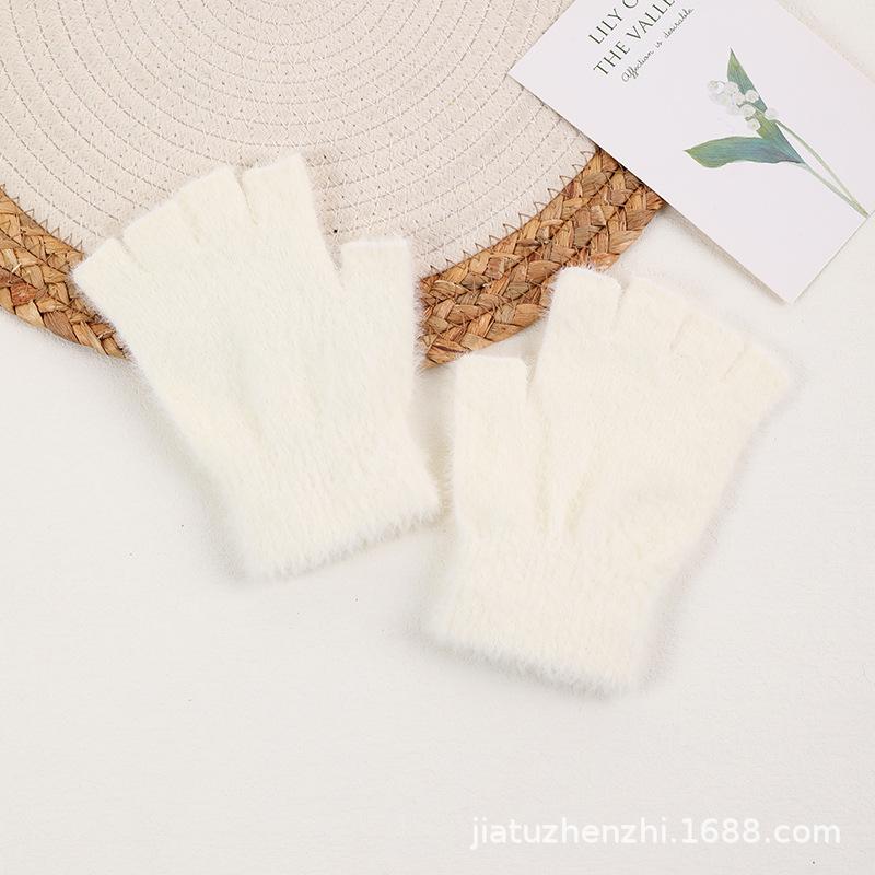 Gants d'hiver chauds en laine tricotée pour étudiants, demi-doigts, coupe-froid, vente en gros