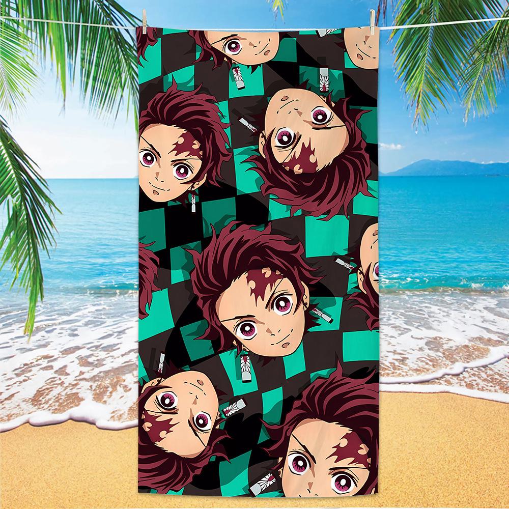 D-Demon Slayer Beach Towels Personalized Bath Towels Pool Vacation Gift Picnic Towel Quick-Drying Party Gifts Children's Day