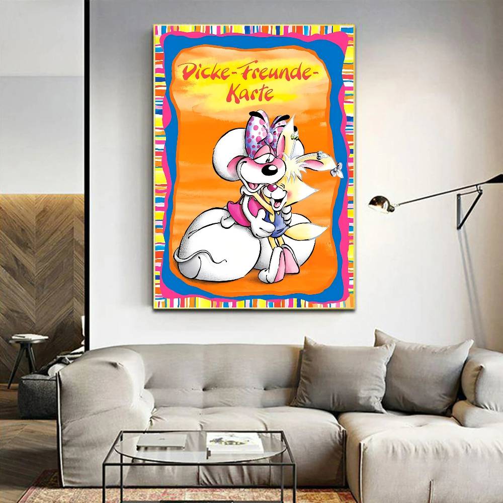 Cartoon D-Diddl Klassische Anime-Poster Klebrig HD-Qualität Wandkunst Retro-Poster für Zuhause Kawaii Zimmerdekoration (as the picture,42x30cm No Frame)