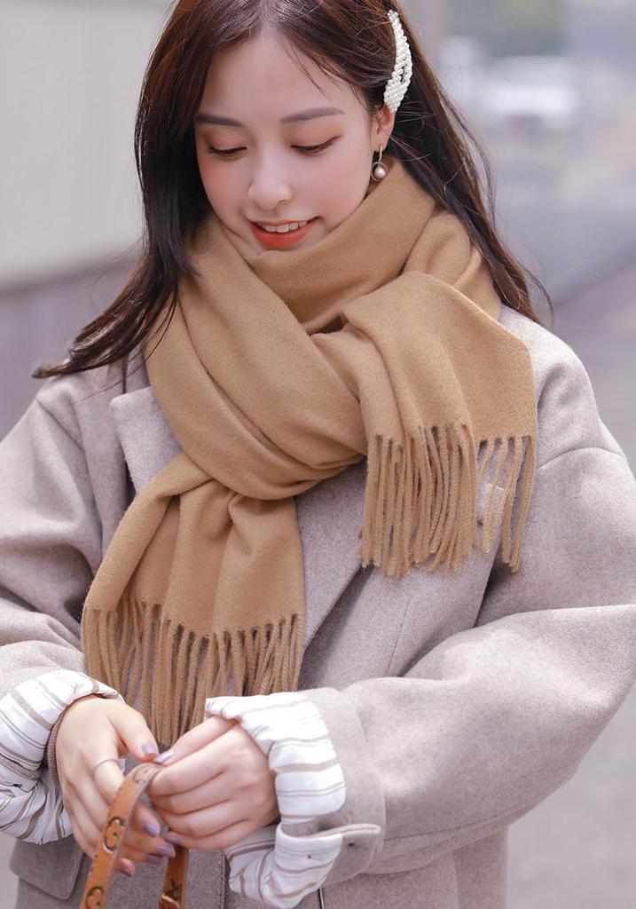 Women's Imitation Cashmere Winter Scarf - Thick Solid Color, Versatile Men's Shawl, Cashmere Wool Blend