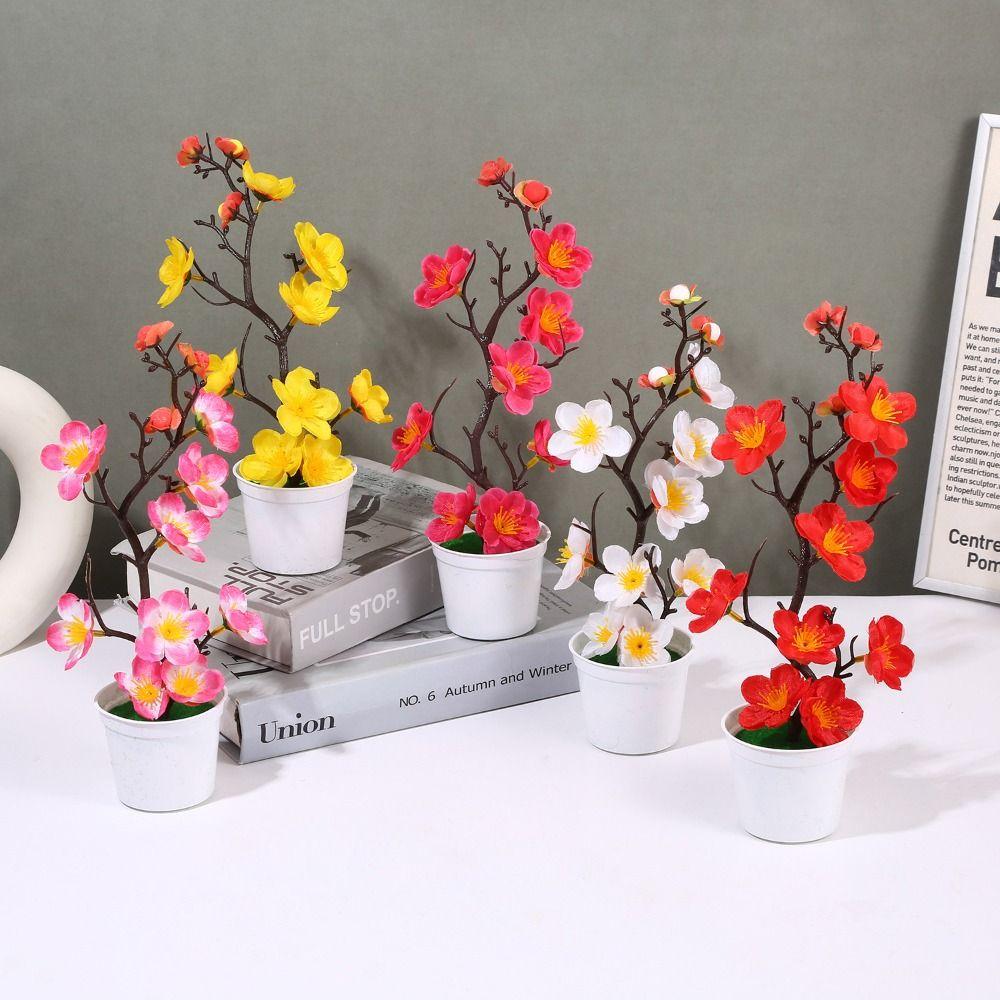 

Plastic Simulation Flower Potted Multicolor Faux Flower Potted Home Office Decoration червоний