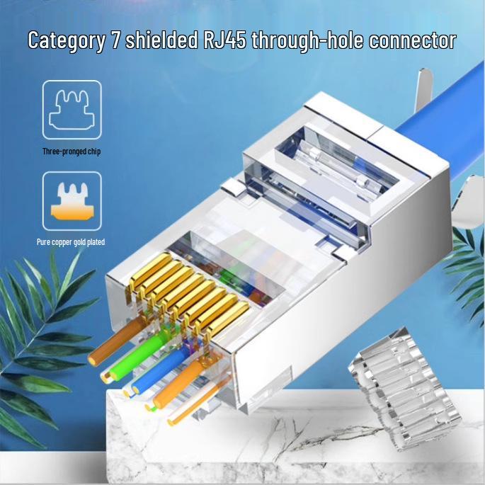 CAT7 Shielded Through-Hole Crystal Head with Optional 1.3mm or 1.5mm Aperture