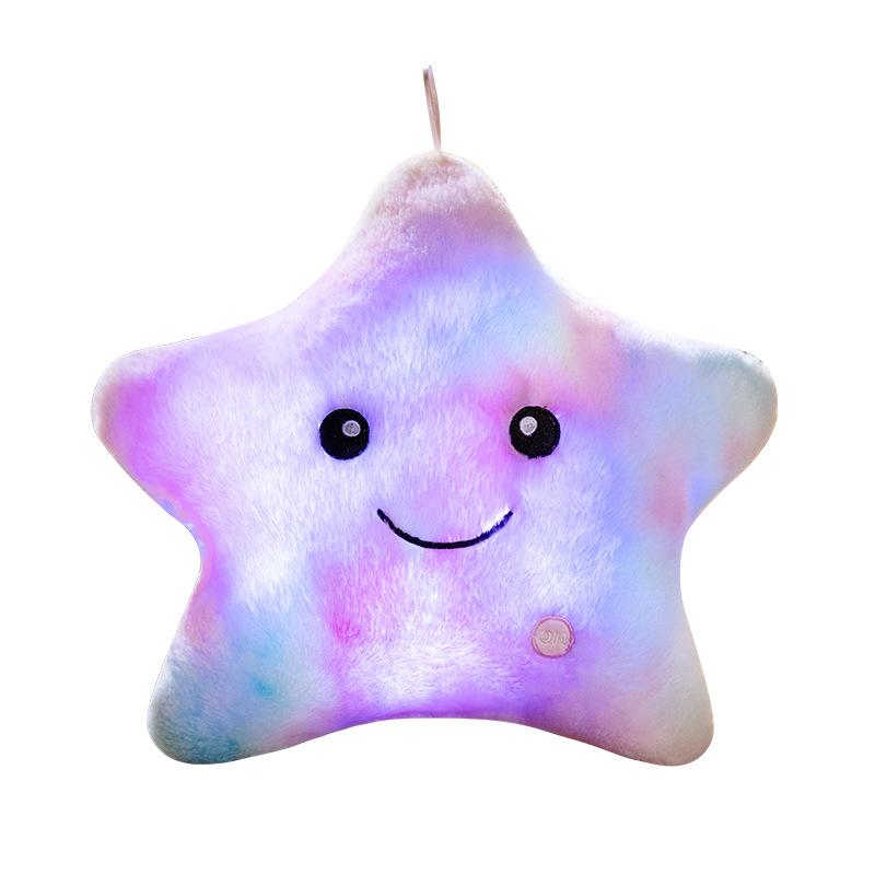 Cartoon Tie-dye Rabbit Hair Glowing Five-pointed Star Pillow Star Plush Toy Girl Doll Gift