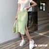 Women Side Slit Midi Skirt Summer High-waisted A Line Skirt Design Female Korean Style Casual Fashion