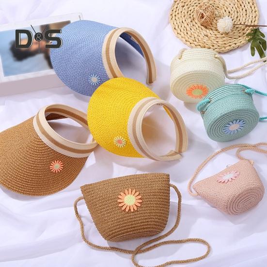 Umhängetasche für Kinder, Stroh, gewebtes Blumendekor, Umhängetasche im pastoralen Stil, Reißverschluss, verstellbarer Riemen, Schultertasche für den Alltag, Party, Arbeit, Dating