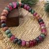 Mehrfarbiges Turmalin-Armband Natürlicher Regenbogen-Turmalin Handgefertigte Perlen Stein der Liebe Wassermelonen-Turmalin-Armband Weihnachtsgeschenk