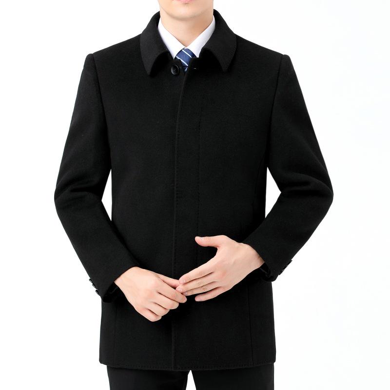 Men's Double-Sided Cashmere Winter Mid-Length Business Coat with Down Liner