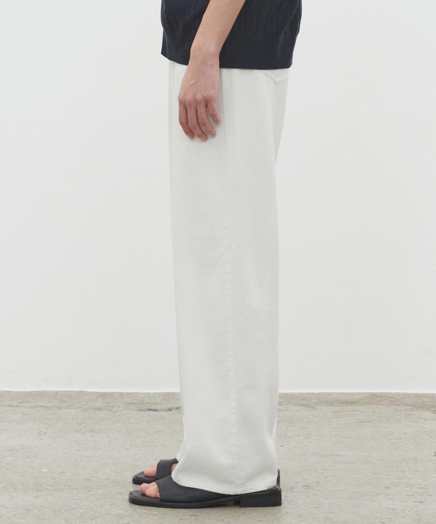 DECET [Summer Linen-Like] Linen Like Mid Rise Wide Jeans Dcpt039Ivory