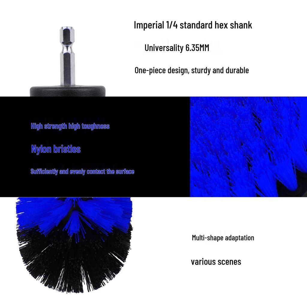 Çubuk Matkap Fırça Seti: Mutfak, Banyo, Araba Jantları için Fayans ve Cam Temizleyici - Mavi Top ve Düz Fırçalar Dahildir