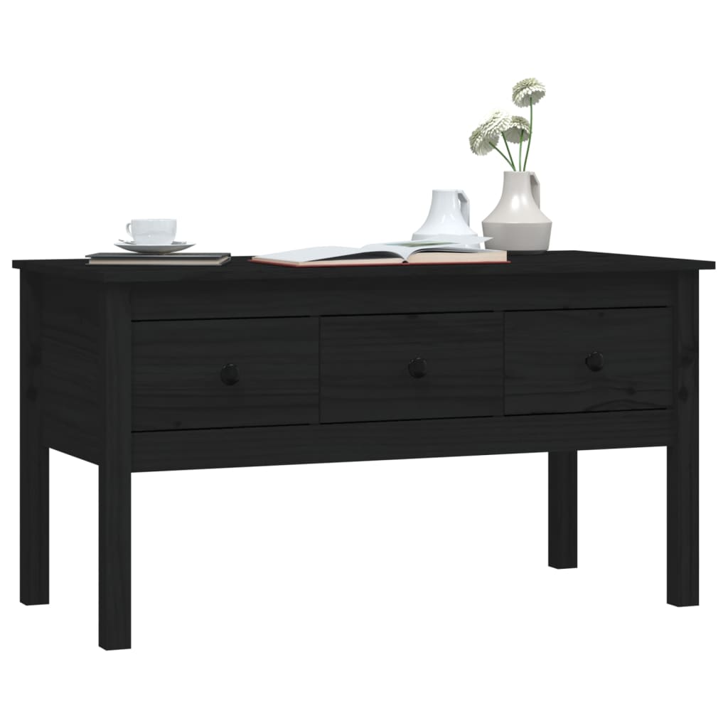 Vidaxl Stolik Kawowy, Czarny, 102X49X55 Cm, Lite Drewno Sosnowe
