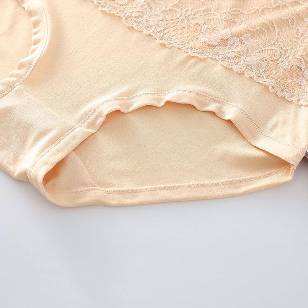 4Pcs Large Size Lace Flower Briefs Mid Waist Underwear for Women Seamless Panties Ladies