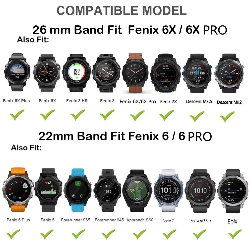 22 26mm Quick Fit Watchbands For Garmin Fenix 6 6X Pro 7 7X 5X 5 Plus 3HR Silicone Easyfit Wrist Band Football Pattern Strap