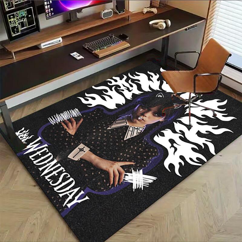 1pc Tim Burtons Wednesday Carpet for Playroom Bedroom Living Room Sofa Home Decor,kids Game Area Rug Non-slip Floor Mat Y82673
