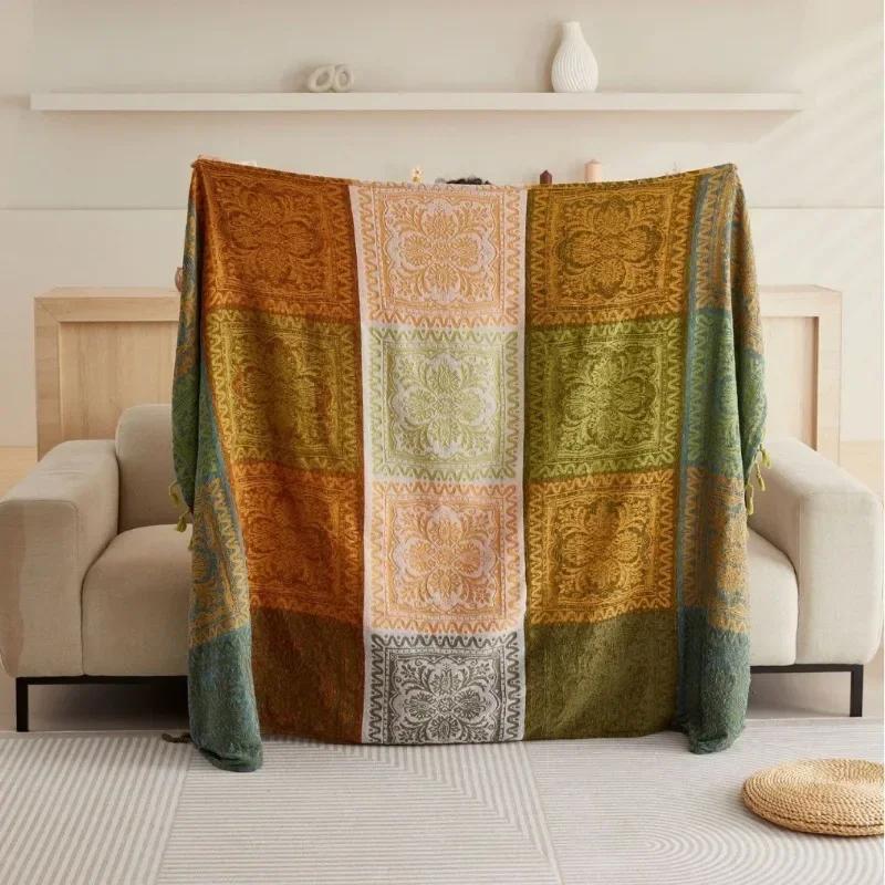 

Bohemian Sofa Cover Double Use Beds Blanekets Throw Blanket Picnic Mat with Tassel Sofa Bed Universal Decorative fundas de sofá 150x190cm жёлтый