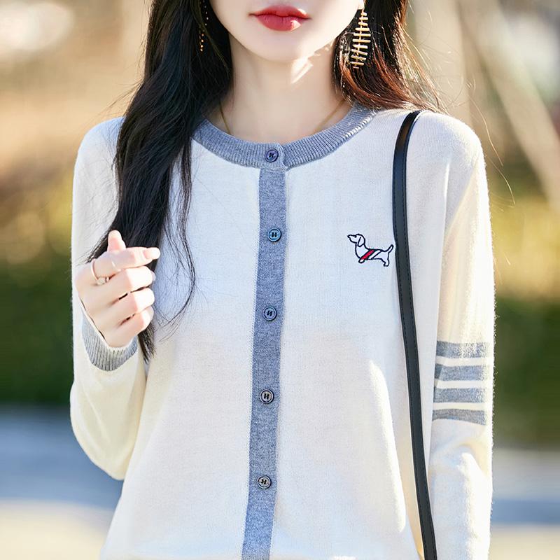 Cardigan feminino leve 50% lã e 50% seda amoreira - Tricô versátil para 4 estações, conforto e estilo o ano todo