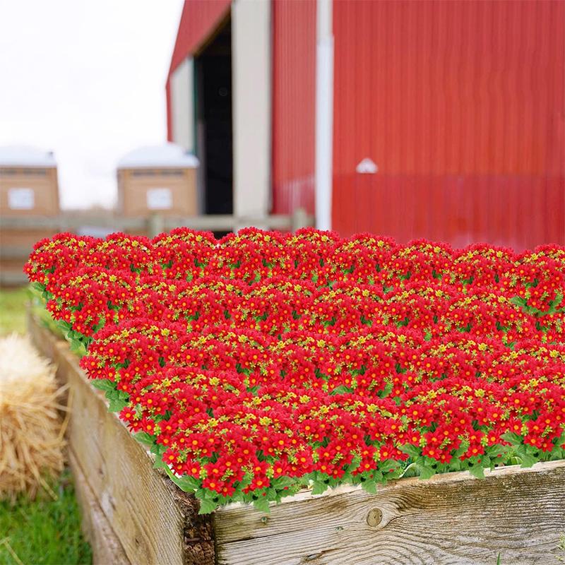 28 Heads Red Artificial Daisy Flower UV-resistant False Silk Flower Bouquet  for Home Room Wedding Garden Decoration Fake Flower