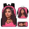 Cartoon African Girl Schoolbag, Primary And Secondary School Backpack, Backpack Three-Piece Set