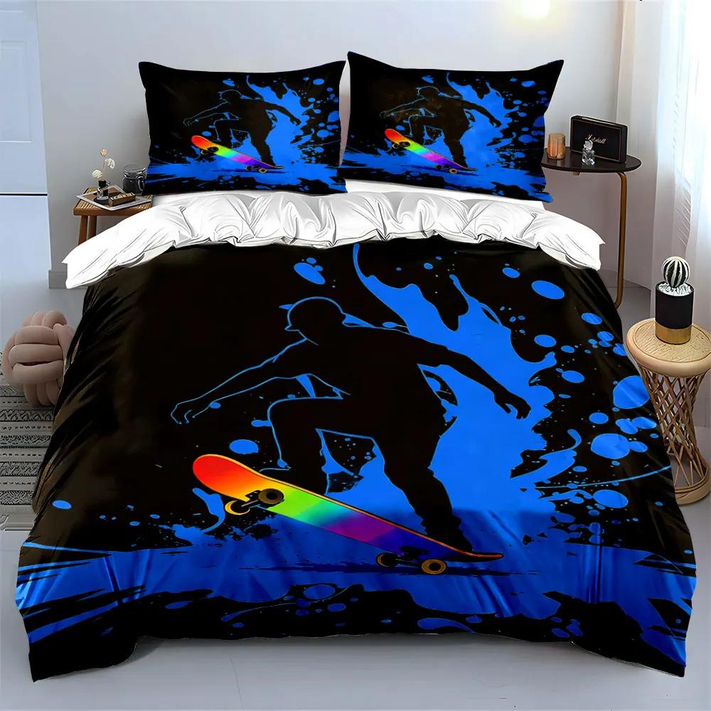 "Skateboard Art 3PC Set" Soft Comfortable Duvet Cover Bedding Set Included 1*Duvet Cover & 2*Pillowcases gift