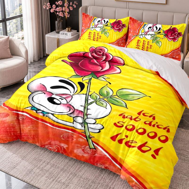 Diddl 3Pcs Bedding Set Duvet Cover With Two Pillowcases For Bedroom Home Decoration