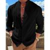 Men stand collar long sleeve shirt chinese style frog button spliced metal buttons loose casual daily vacation top