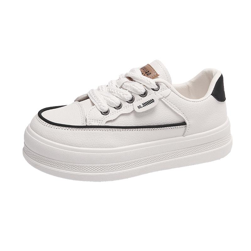 

Thick-soled inner height-increasing women s shoes, small white shoes, 2025 spring new versatile casual shoes, women s sports shoes, single shoes 35 чёрный