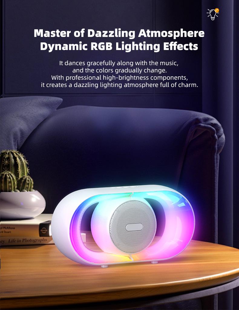 Portable Bluetooth Speaker: Outdoor Wireless Subwoofer with Heavy Bass, High Volume, and Cool Colored Lights