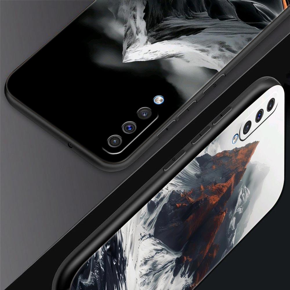 Black Mountain Peak Phone Case for Samsung Galaxy A56 A36 A26 A16 A34 A24 A42 A22 A20 A12 A40 A30 A10 5G Soft TPU Cover Shell