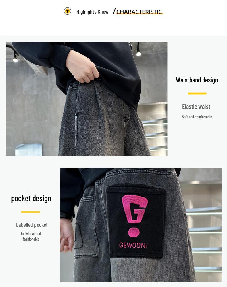 Boys' Soft Denim Pants - 2025 Spring & Autumn Korean Straight Loose Style