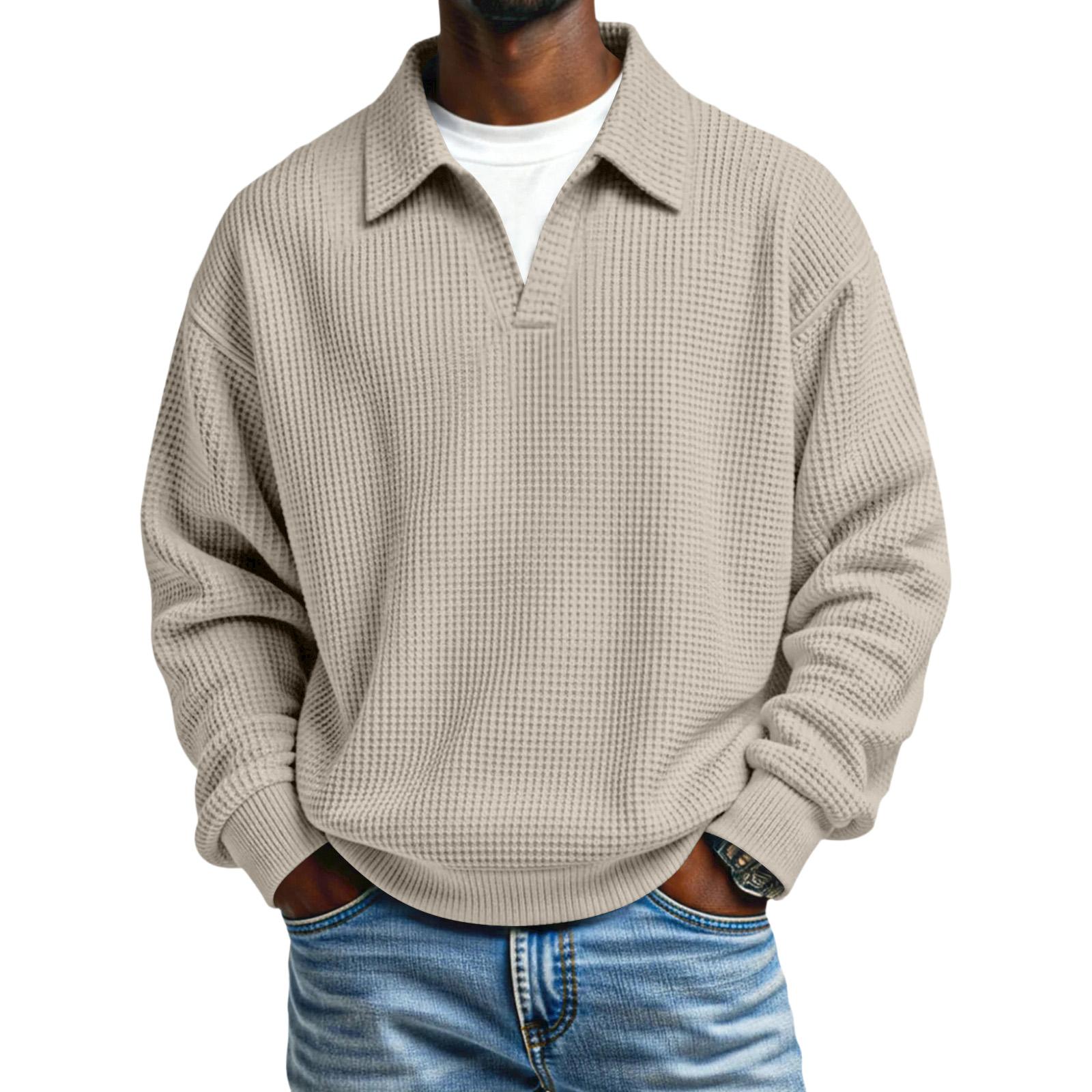 

Men s Collarless Casual Sweatshirt Without Buttons M хакі