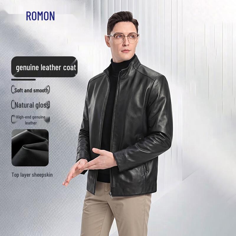 Luo Meng Men s First-Layer Sheepskin Business Casual Leather Jacket 3XL