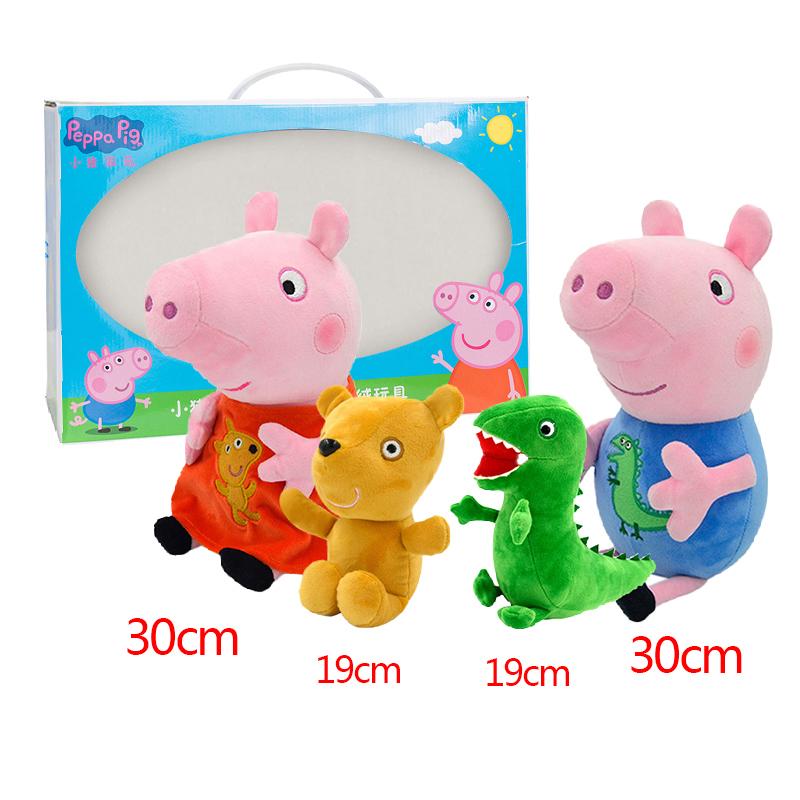 Peppa Pig George Pig Mom Dad Set Plush Toy George Pig Family Plush Doll dinosaur Party Decoration Original box Gift For Children