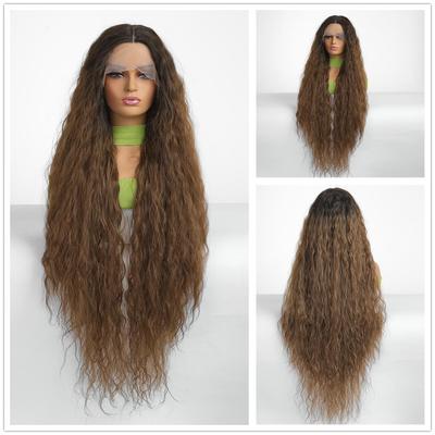 Peruci sintetice ondulate maro super lungi din dantelă în față Perucă ondulată pentru femei Cosplay Utilizare zilnică naturală Păr Fibră rezistentă la căldură