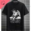 Unisexs Funny Comedy  Tragedy Masks  White Roses Art Graphic Tshirt Shortsleeve Pure Cotton Fashion Streetwear Casual Tshirt