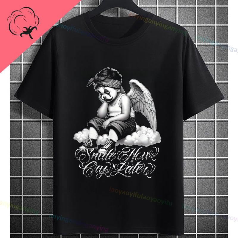 Unisexs Funny Comedy Tragedy Masks White Roses Art Graphic Tshirt Shortsleeve Pure Cotton Fashion Streetwear Casual Tshirt