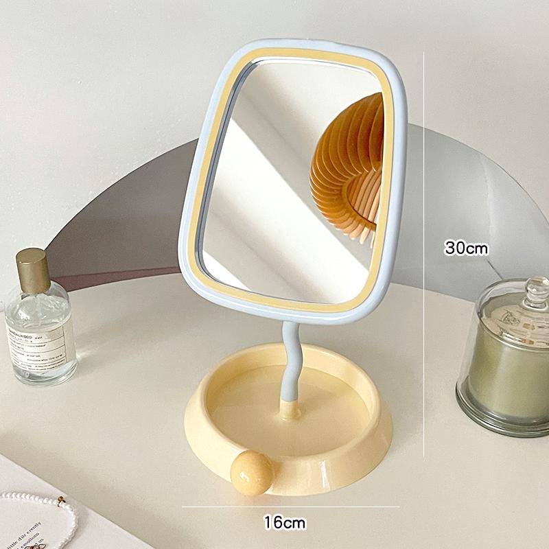 

Милое многофункциональное зеркало для макияжа с подносом для хранения украшений, настольное зеркало для студенческого общежития, подставка для телефона, корейский стиль 2025