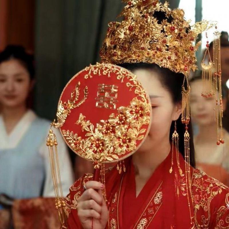 Ancient Style Chinese Wedding Xiuhe Fan - Bridal Celebration Fan