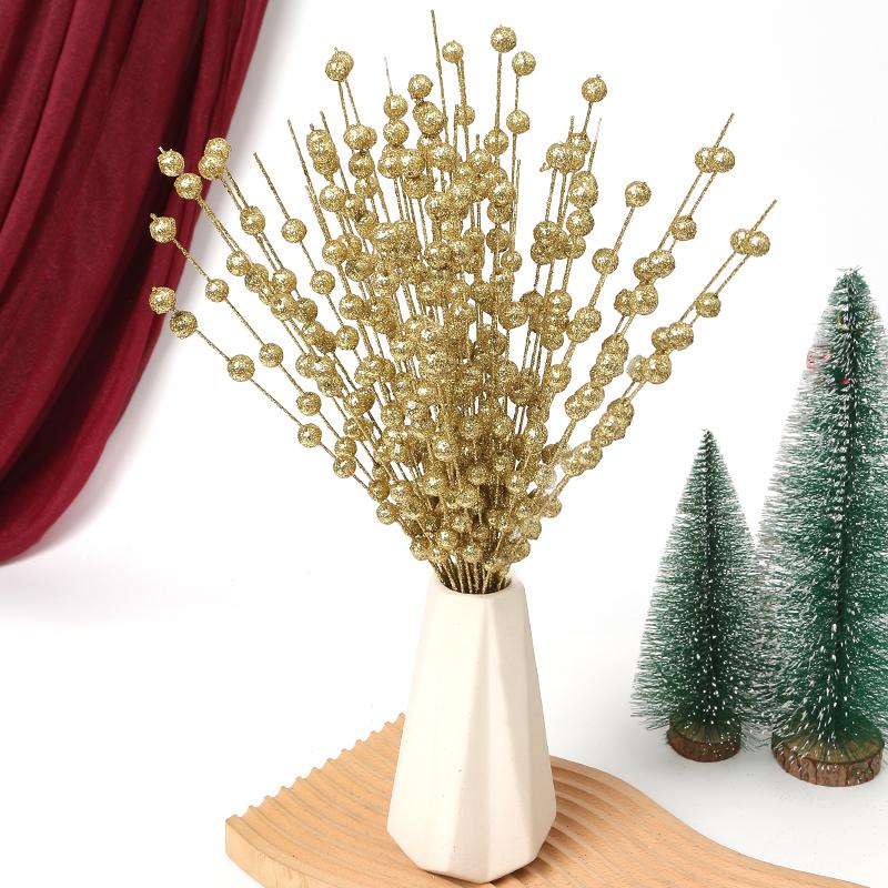 40cm Glitzerbeeren Künstliche Blumen Weihnachtsdekorationen Christbaumschmuck für Heimdeko Neujahr Navidad Partyzubehör