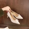 Temperament Pointed Toe Bow High Heels Women's New Spring Slip-on Shallow Mouth Stiletto Single Shoes