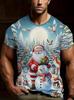 3D-Druck Herren Weihnachts-Nikolaus Schneeflocken-Print T-Shirt Lässiger Rundhals-Pullover Kurzarm Weihnachten T-Shirts Kleidung