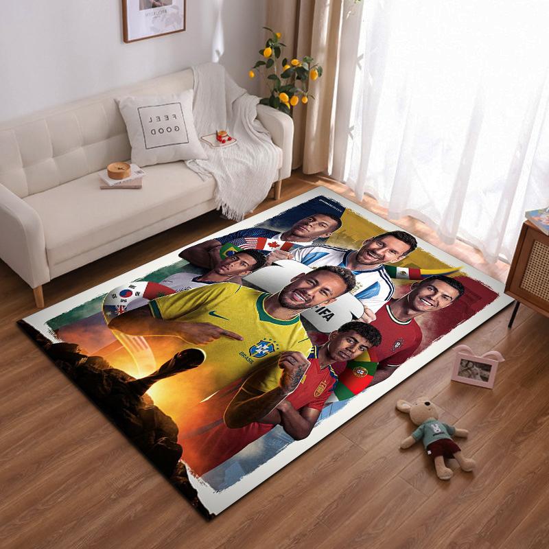 "Soccer Stars Collage with World Cup Theme Non-slip Rug Suitable for Living Room and Bedroom Sofas Sofas"