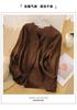 Women's 2026 Spring Fashion Versatile Commuter Shirt with Linen Mulberry Silk V-neck Long sleeved Shirt