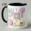 Ceramic Mug Mug, with 3D Knitting Pattern Design, Large Capacity Microwave Safe Lead Free Cup Durable Coffee Tea Cup, for Craft Lovers Kitchen Bar Use