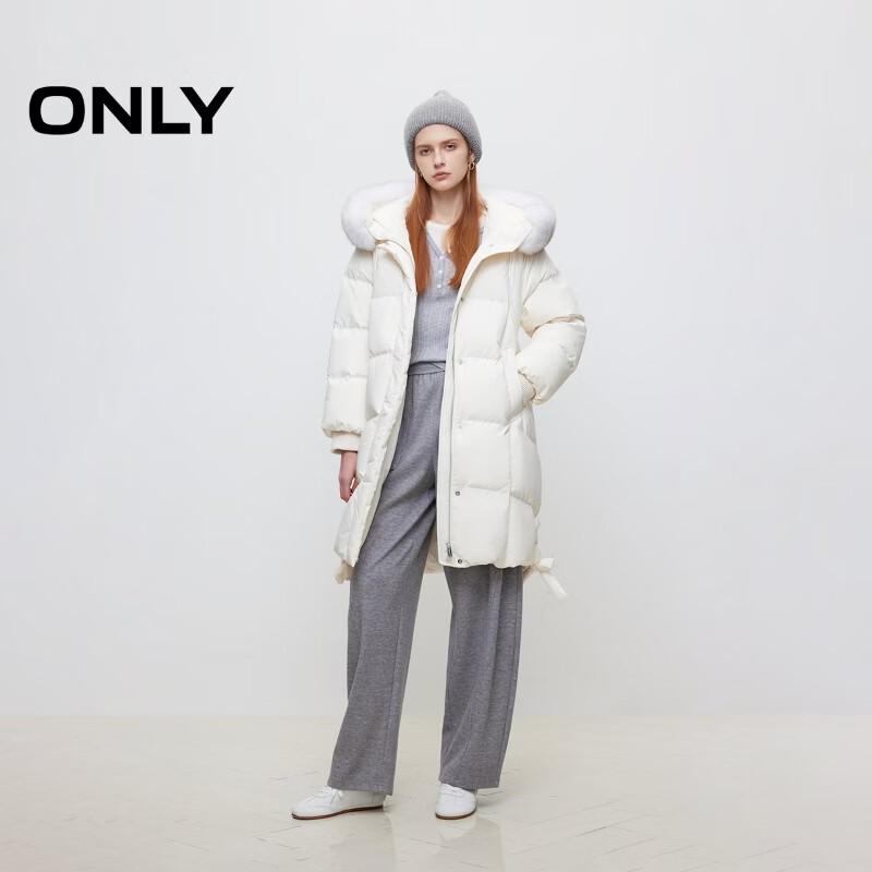 ONLY Women's 2025 Winter 90% Goose Down Mid-Length Hooded Puffer Coat